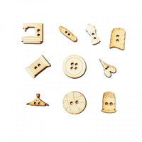 Miniatur-Holzknöpfe – Nadel und Faden 10 Stk.