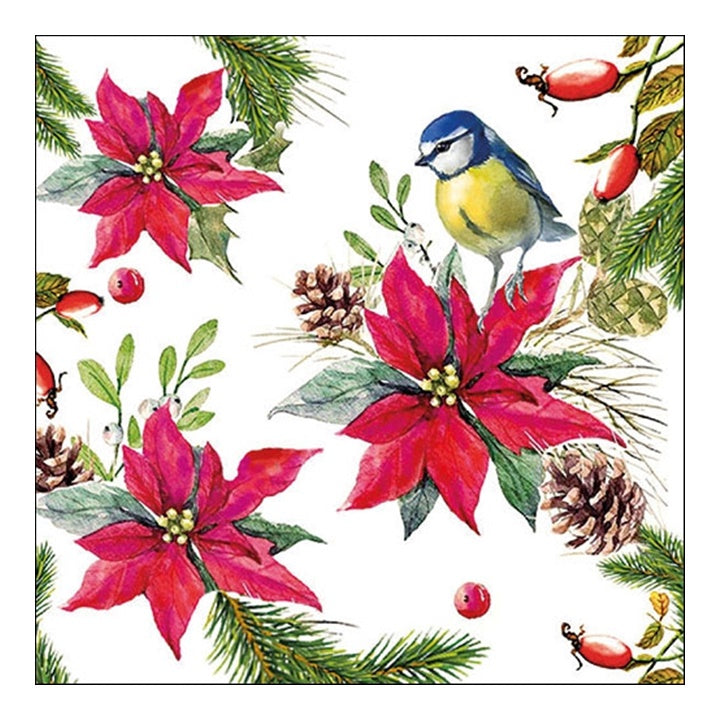 Eco Servietten für Decoupage Vogel auf Weihnachtsstern - 1pc — Bild 2
