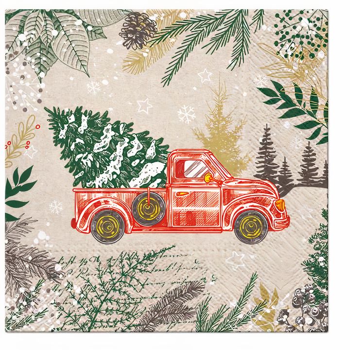 EKO Decoupage-Serviette Vintage Weihnachtsauto - 1 Stk. — Bild 2