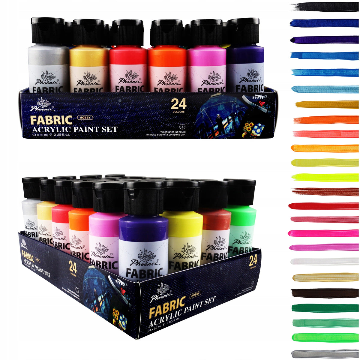 Farbset für Textilien Phoenix 12–24 x 59 ml