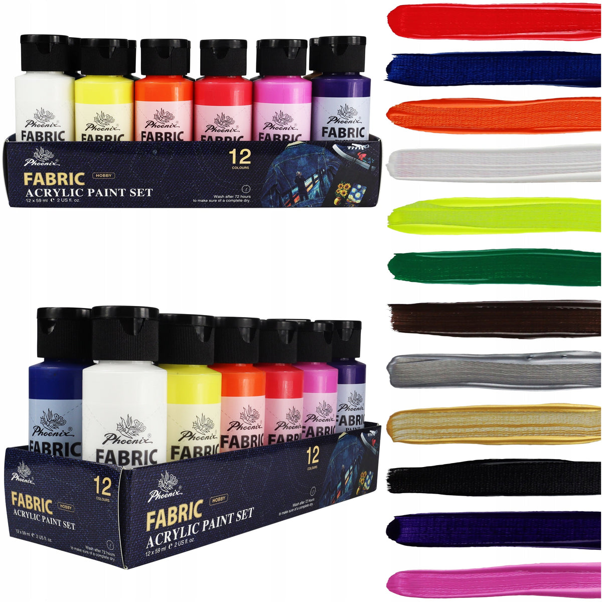 Farbset für Textilien Phoenix 12–24 x 59 ml