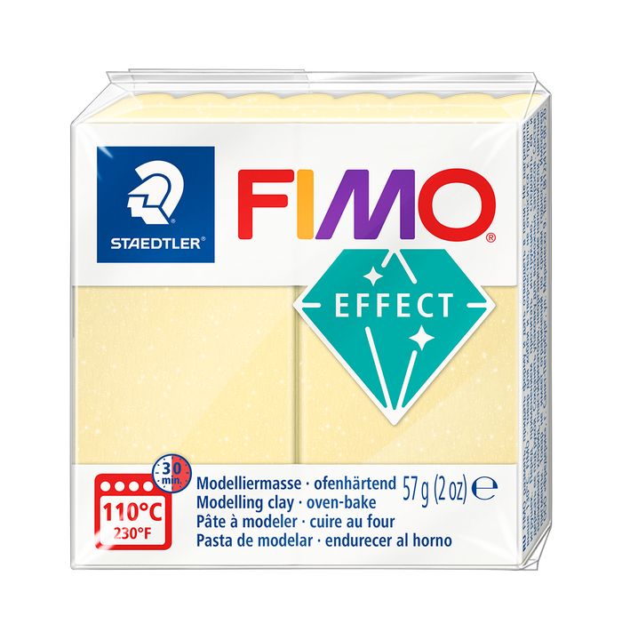 FIMO Effect Modelliermasse 57 g nach dem Härten im Ofen bei 110 Grad Celsius für 30 Minuten.