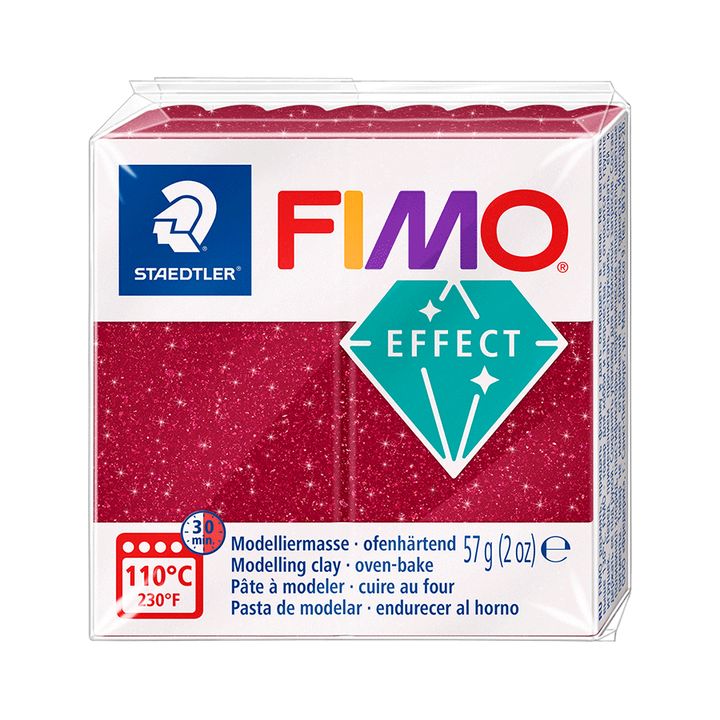 FIMO Effect Modelliermasse 57 g in verschiedenen Farbtönen und Effekten wie Metallic, Neon und Glitzer.