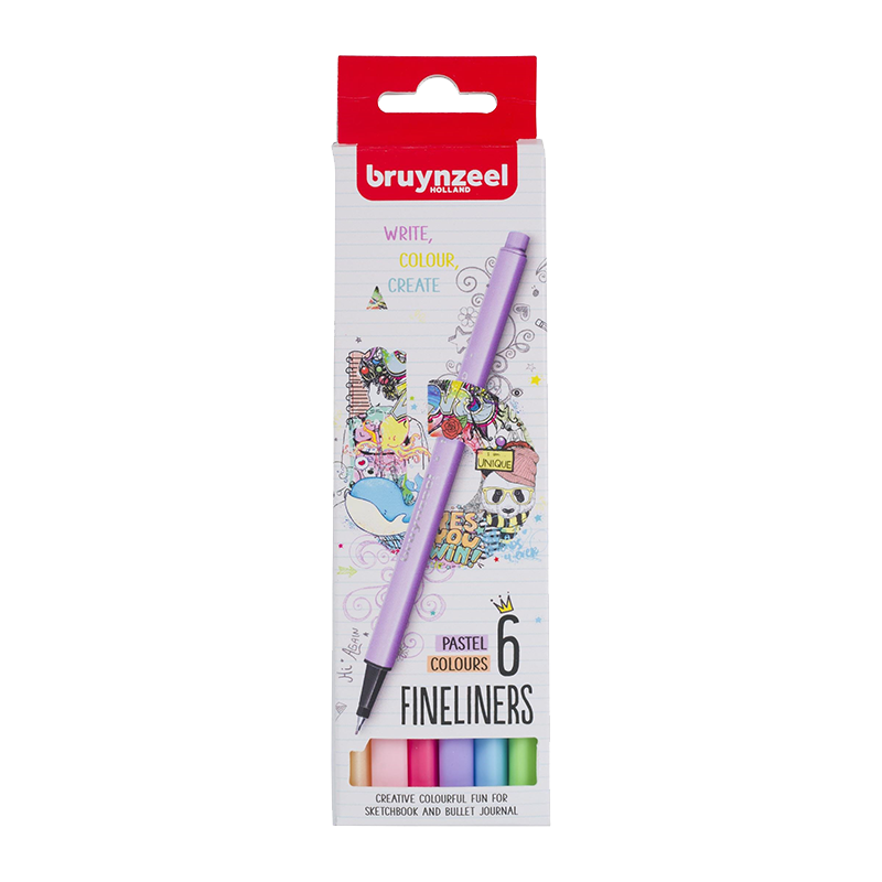 Fineliner-Set Bruynzeel Pastel / 6-teilig 0,4 mm
