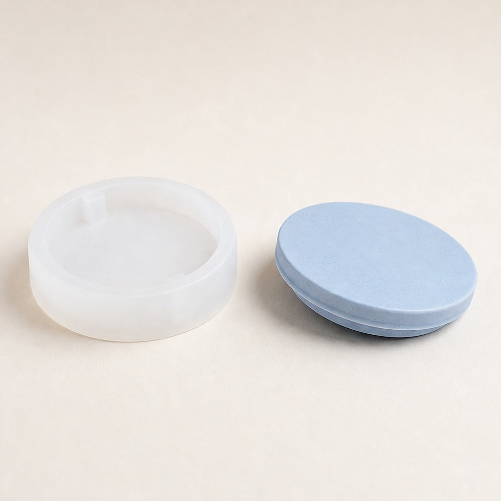 Flexible Silikon-Gießform für Wohndekorationen – viečko na dózu – ⌀ 8,3 × 1,5 cm