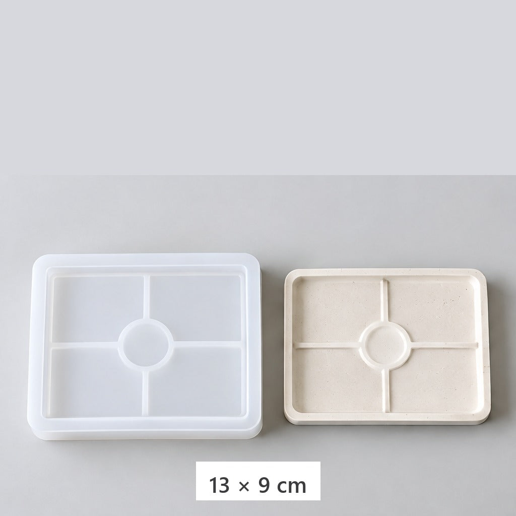 Flexible Silikonform zum Gießen von Tabletts und Untersetzern – Rechteckiges Tablett – 13 × 9 cm