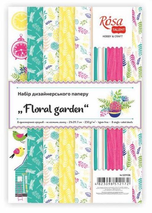 Floral Garden Scrapbooking Papier Set 21 x 29,7 cm | 8 Bögen — Bild 3