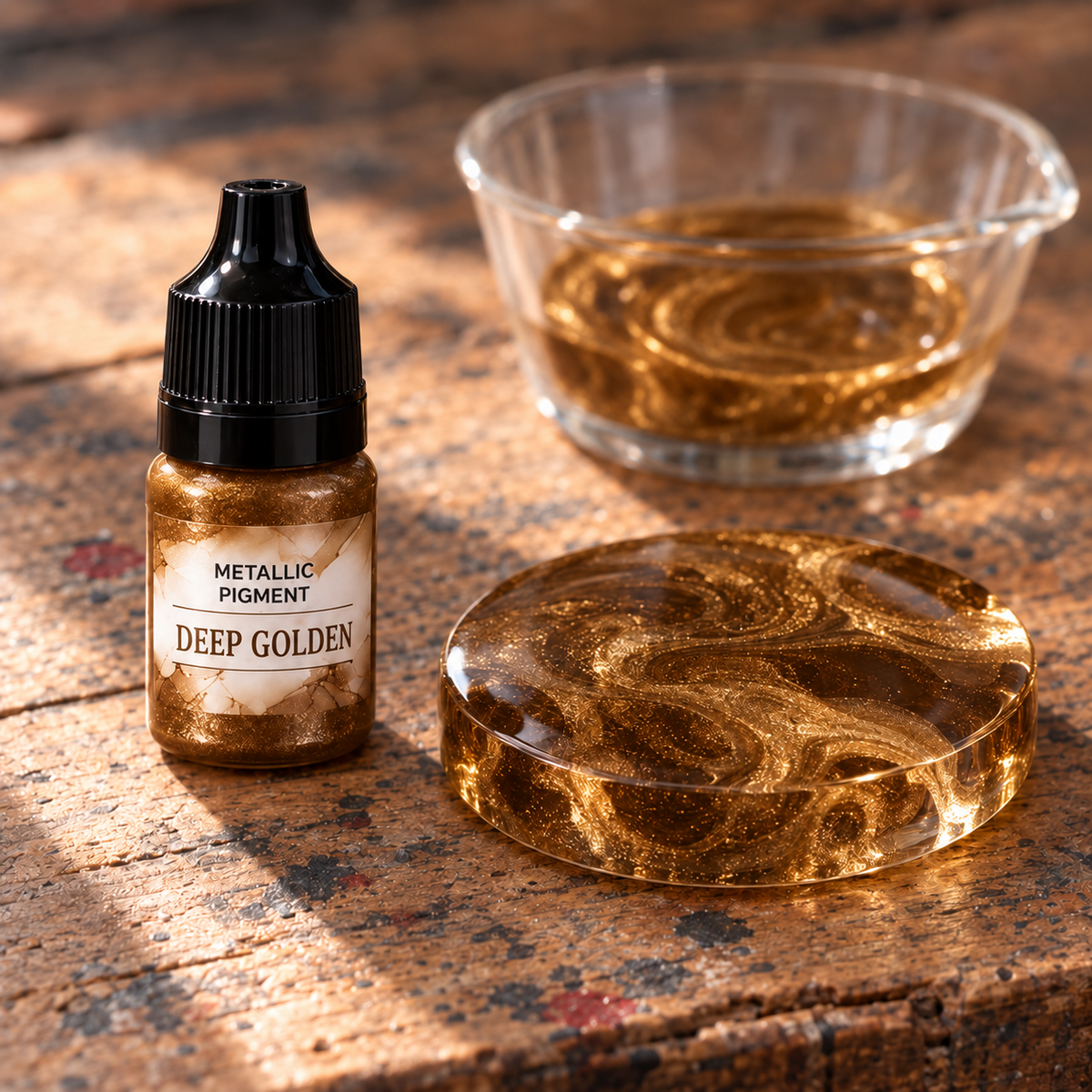 Flüssiges Metallic-Pigment für Harz 5 ml – Dunkelgold (Deep Golden)