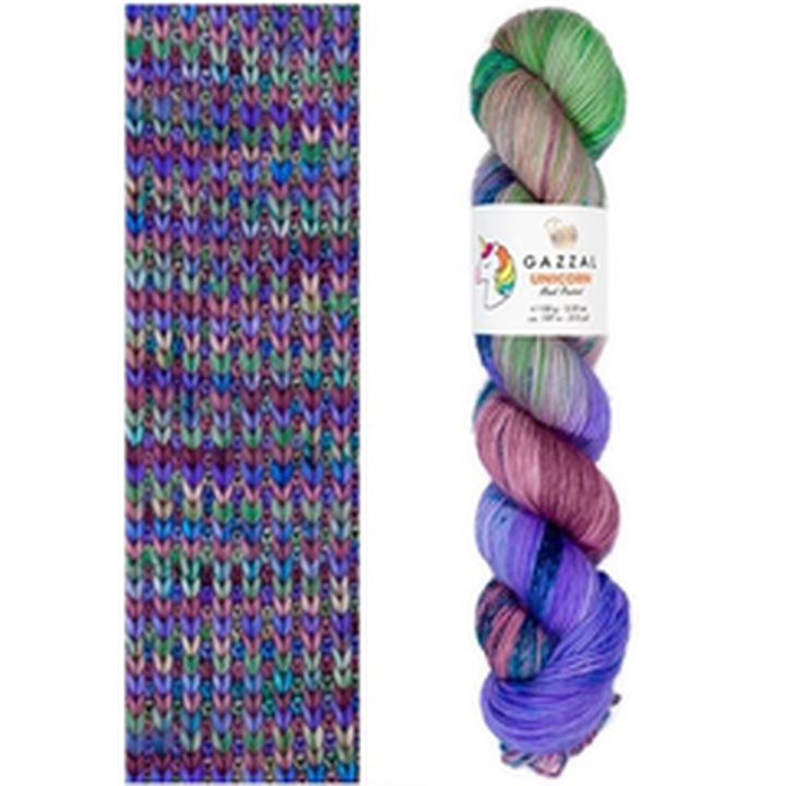Gazzal Einhorn-Strickgarn – Violett-Grün