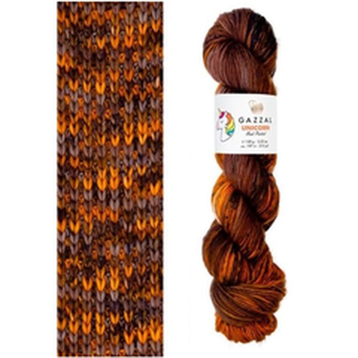 Gazzal Einhorn-Strickgarn – Braun-Orange