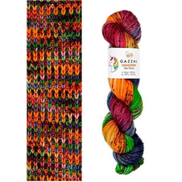 Gazzal Einhorn-Strickgarn – Orange-Grün