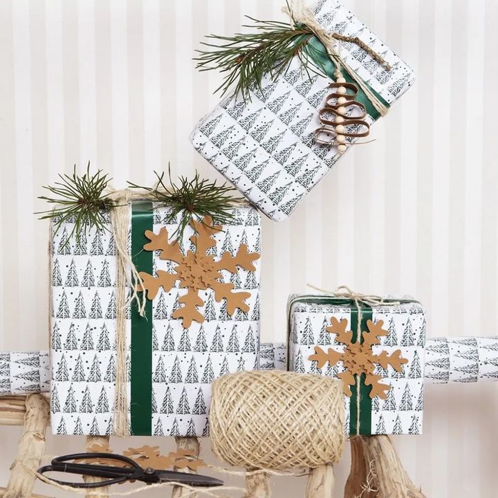 Geschenkpapier | Grüner weißer Tannenbaum 70 cm x 4 m — Bild 1