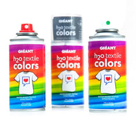 Ghiant H2O Textilspray Anwendung mit Schablone auf Stoff