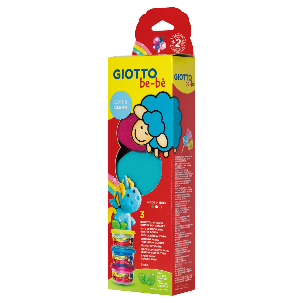 GIOTTO BE-BE weiche Knetmasse mit Glitzer 3 x 100 g