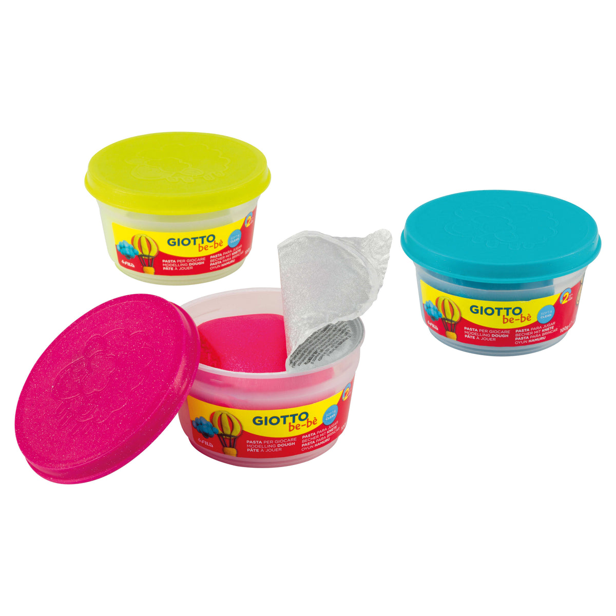 GIOTTO BE-BE weiche Knetmasse mit Glitzer 3 x 100 g