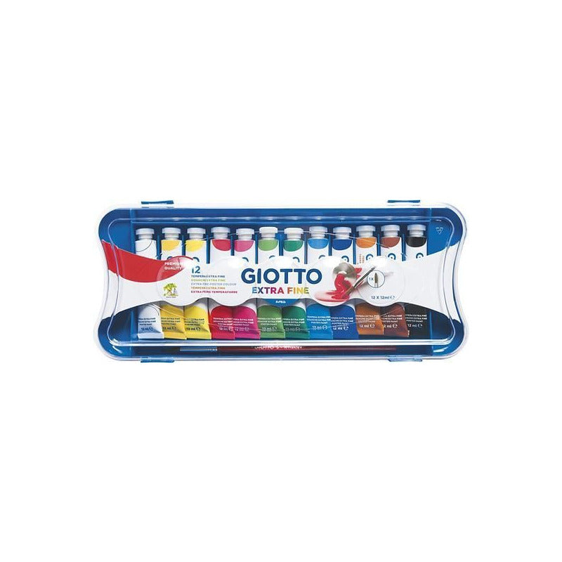GIOTTO Extra Fine Temperafarben in Tuben mit Pinsel – 12x