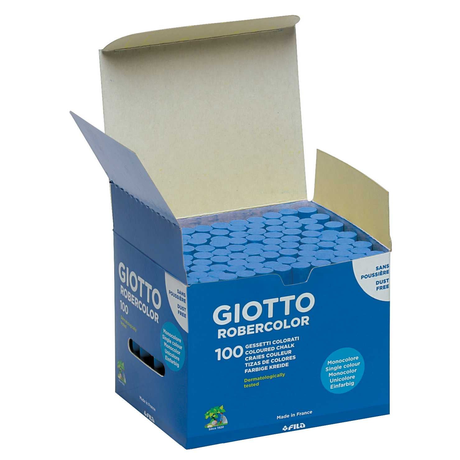 GIOTTO Robercolor staubfreie Kreide 100 Stück – Blau