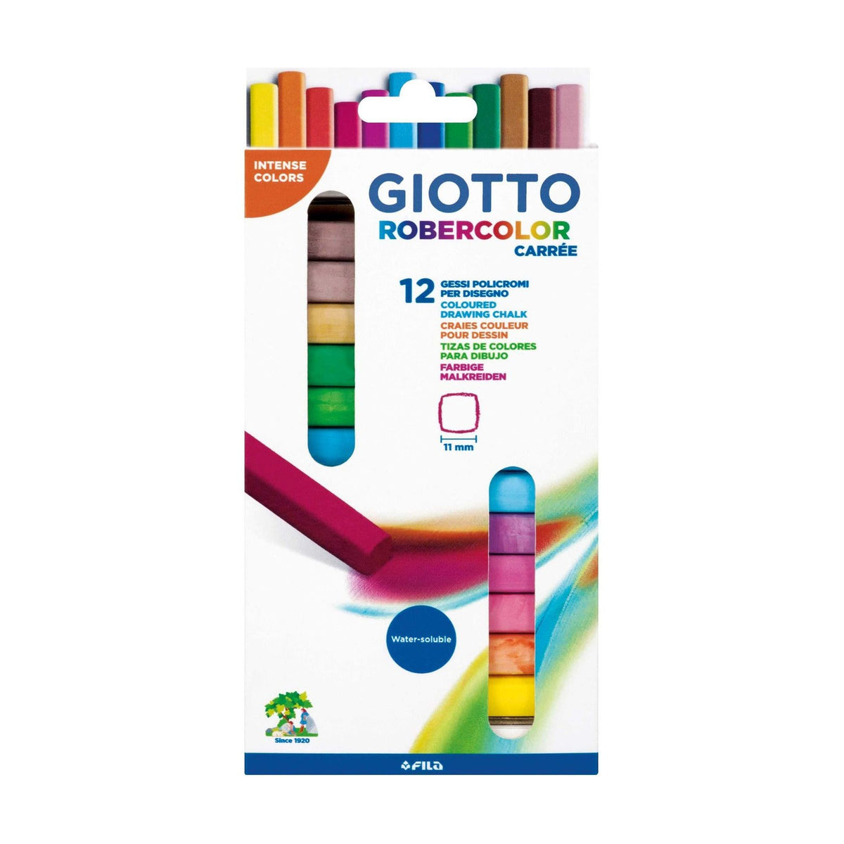 GIOTTO Robercolor Carré staubfreie Kreide eckig bunt 12 Stk.