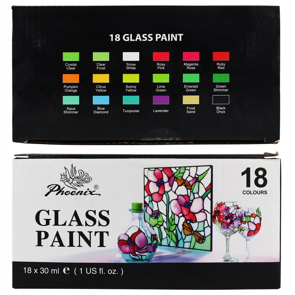 Glasfarben-Set Phoenix - 18 x 30 ml