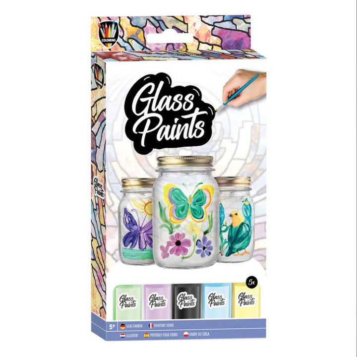 Glasmalfarben Set mit Pinsel 5x20 ml — Bild 3