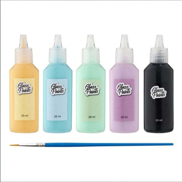 Glasmalfarben Set mit Pinsel 5x20 ml — Bild 4