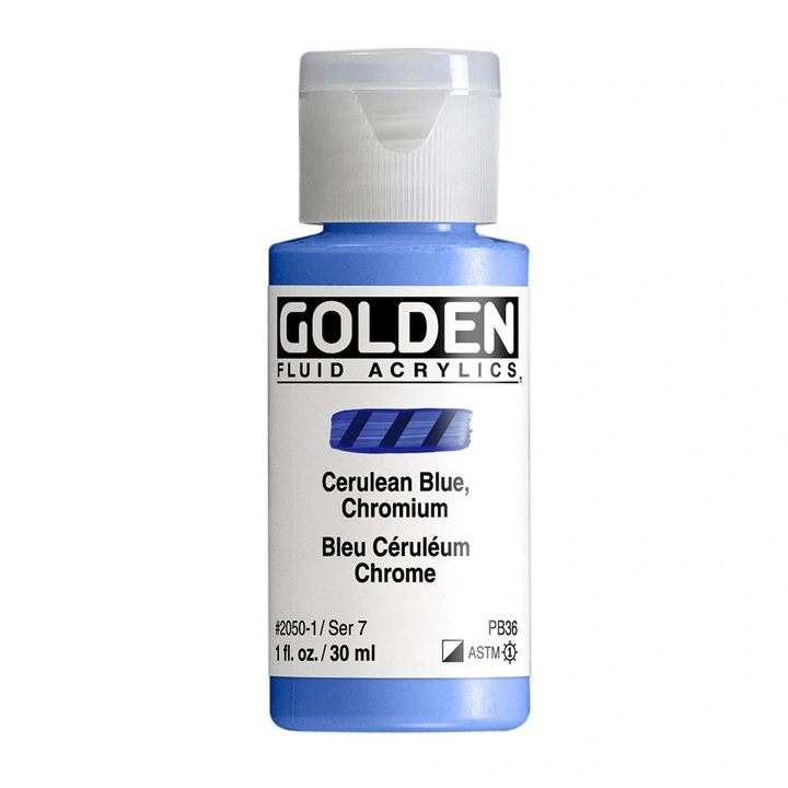 GOLDEN Fluid Acrylfarbe 118 ml – 2050 Cerulean Chromblau