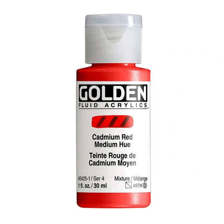 GOLDEN Fluid Acrylfarbe 118 ml – 2425 Kadmium Mittelrot Farbton