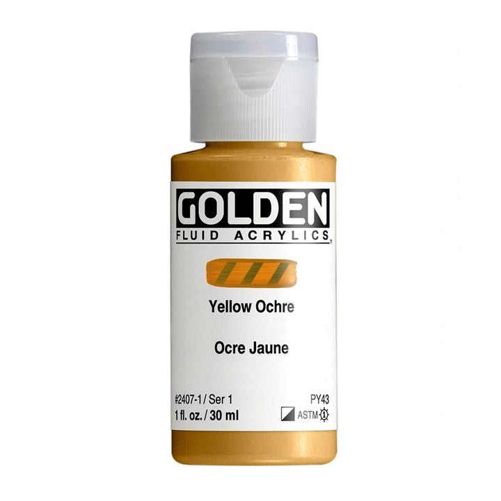 GOLDEN Fluid Acrylfarbe 30 ml – 2407 Ocker Gelb