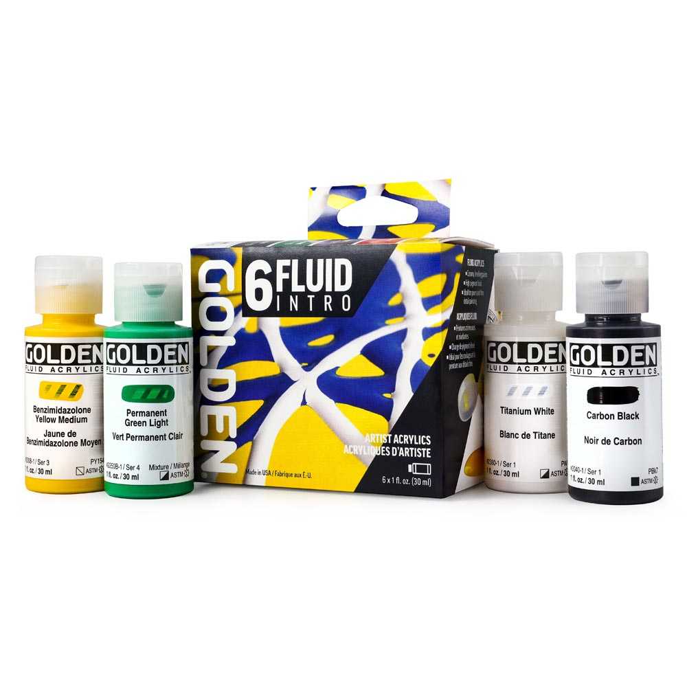 GOLDEN Fluid Acrylfarben-Set Intro 6 x 30 ml
