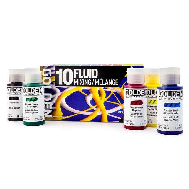 GOLDEN Fluid Acrylfarben-Set Mixing 10 × 30 ml