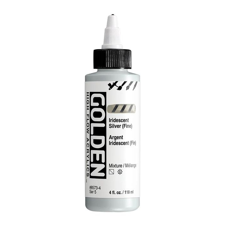 GOLDEN High Flow Iridescent Acrylfarbe 118 ml – 8573 Silber Fein