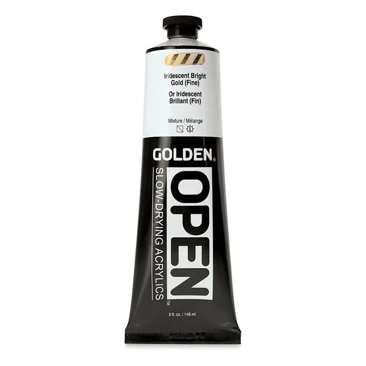 GOLDEN OPEN Slow-Drying Iridescent Acrylfarbe 148 ml – 7480 Helles Gold Fein