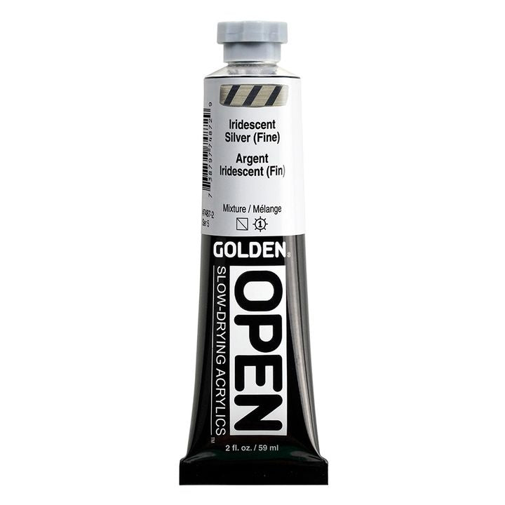 GOLDEN OPEN Slow-Drying Iridescent Acrylfarbe 59 ml – 7487 Silber Fein