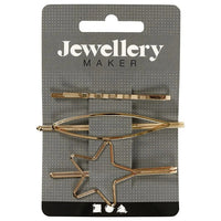 Goldene Metallclips in verschiedenen Formen zur individuellen Verzierung und Dekoration.