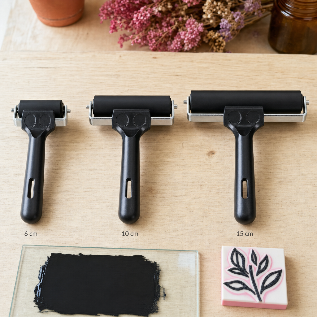 Grafikwalze für Linoldruck und Hochdruck, Breite 6 – 15 cm