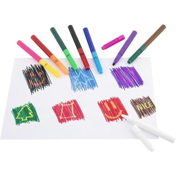 GRAFIX Magic Markers mit weißem Zauberstift, der über farbige Striche hellere Töne und Muster hervorbringt.