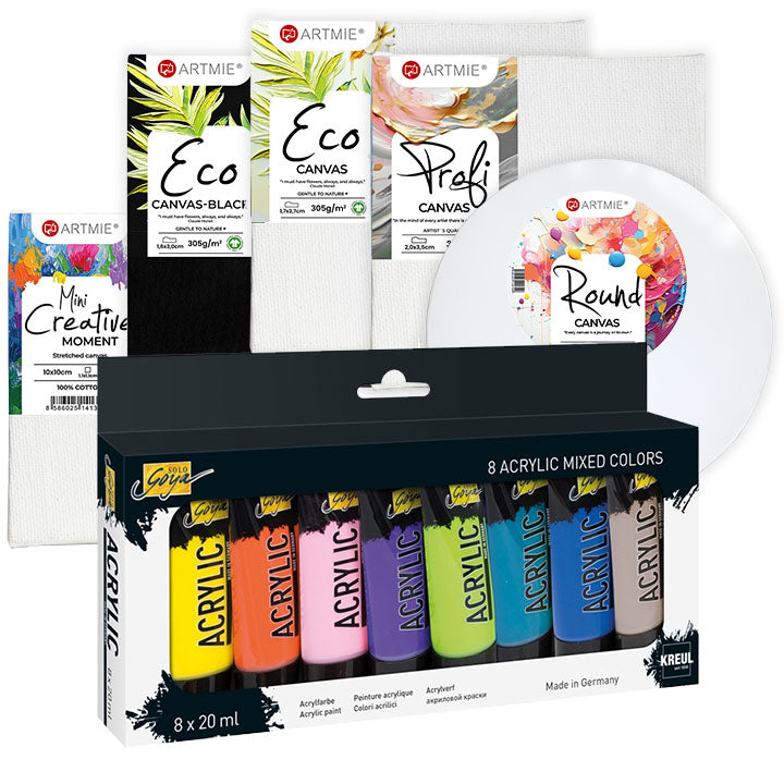 Großer Satz Mini-Leinwände und Solo-Goya-Acrylfarben-Set — Bild 2