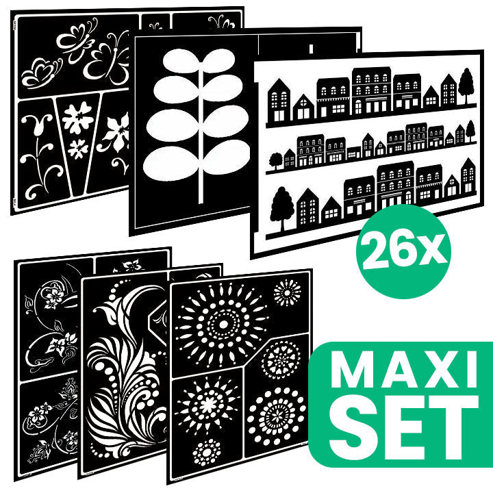Großes Set von FOLK ART Malschablonen - 26 Stück in verschiedenen Größen — Bild 1
