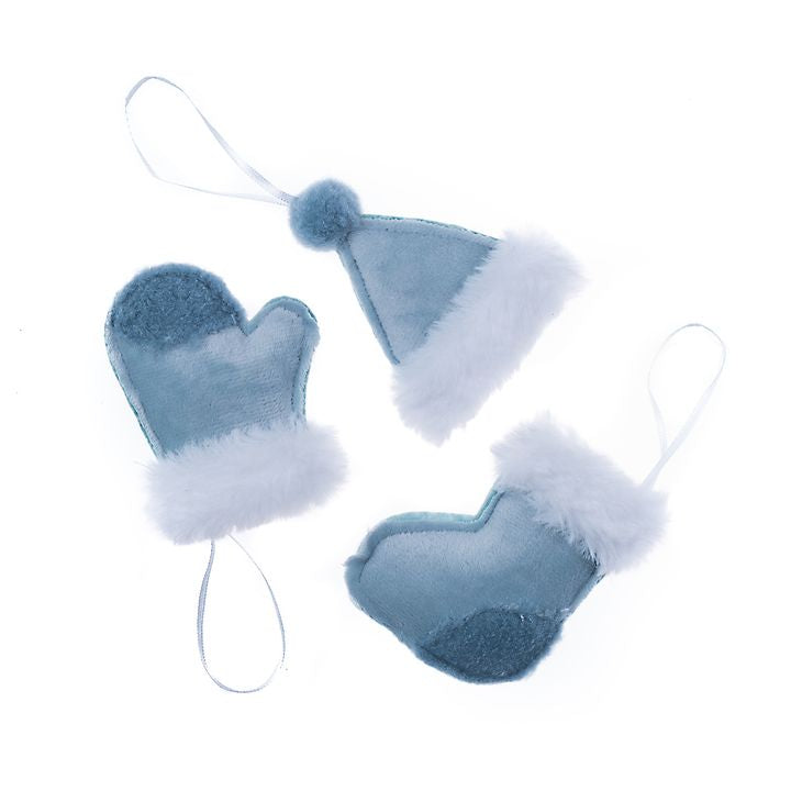 Hängende Weihnachtsdekoration mit Fell | Blau — Bild 3