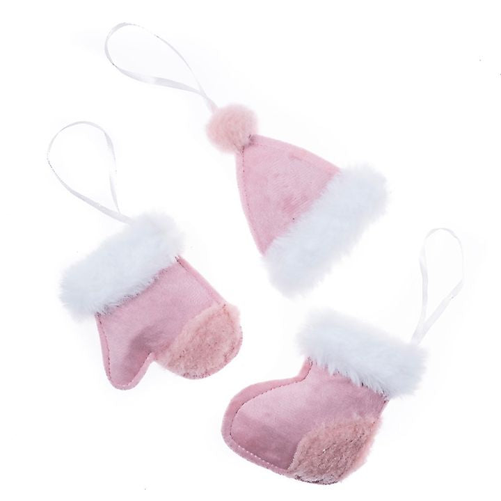Hängende Weihnachtsdekoration mit Fell | Rosa — Bild 1
