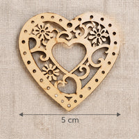 Holz-Streuteile Herz mit Ornament 5 x 5 cm – 5er-Set