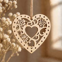 Holz-Streuteile Herz mit Ornament 5 x 5 cm – 5er-Set