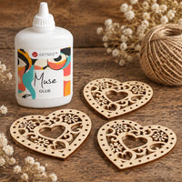 Holz-Streuteile Herz mit Ornament 5 x 5 cm – 5er-Set