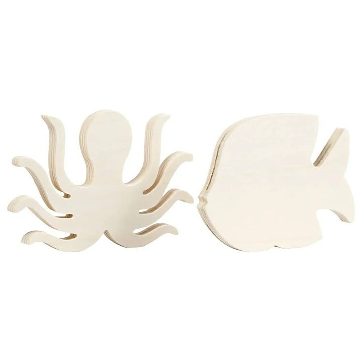 Holzfiguren Meeresbewohner - Oktopus und Fisch, 2 Stück — Bild 2
