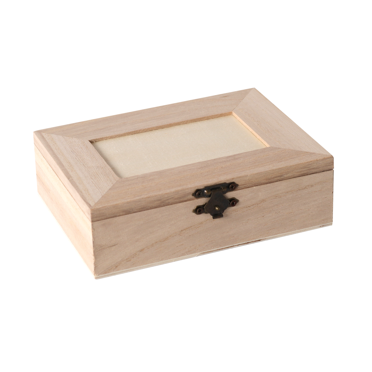 Holzkästchen mit 4 Fächern 14 x 10 x 3,5 cm – und Spiegel innen