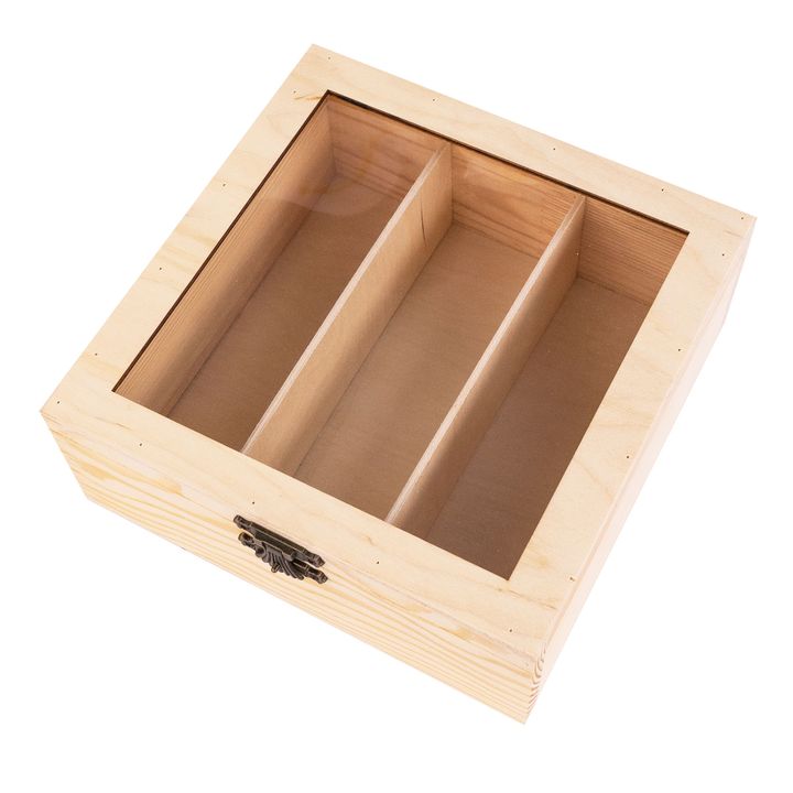 Holzkiste mit Schloss und 3 Fächern ROSA TALENT 20x20x8 cm — Bild 1