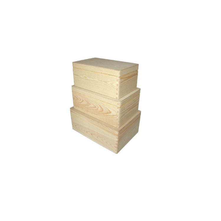 Holzkisten-Set mit Deckel zum Dekorieren (3-tlg.) — Bild 1