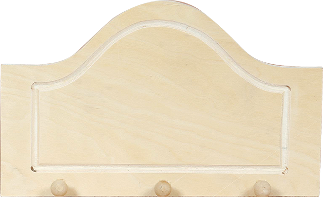 Holzkleiderhaken, geschwungen, Knöpfe 15,5 cm – klein ( 3 ) 25 x