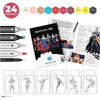 Inhalt des Illustrations-Kunst-Kit FLASH: 10 doppelseitige Marker, 0,3er Art Liner und eine Anleitung.