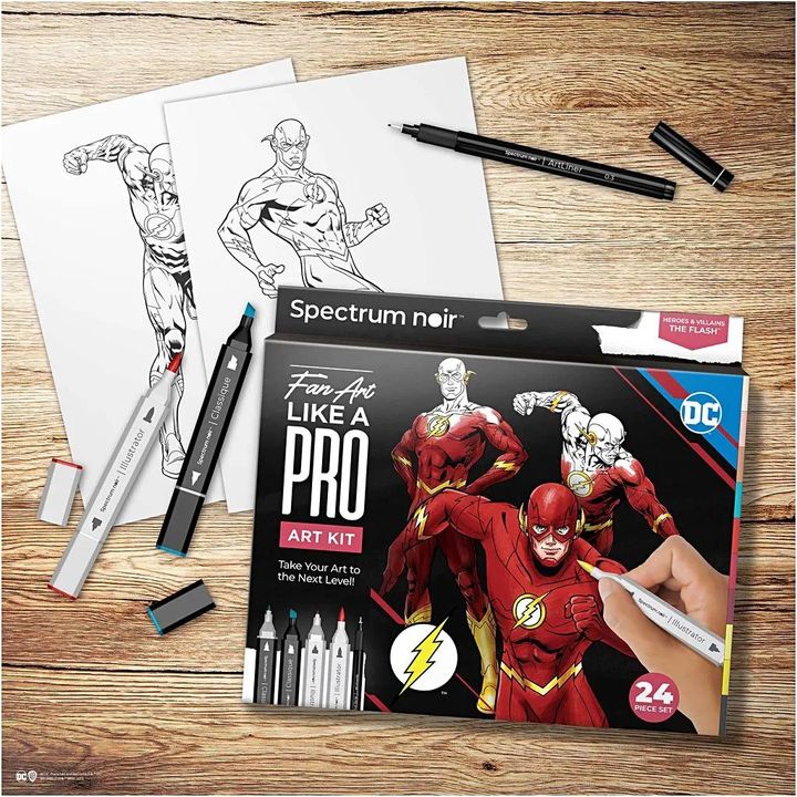 Doppelseitige Spectrum Noir Marker aus dem Illustrations-Kunst-Kit FLASH zum Kolorieren von Illustrationen.